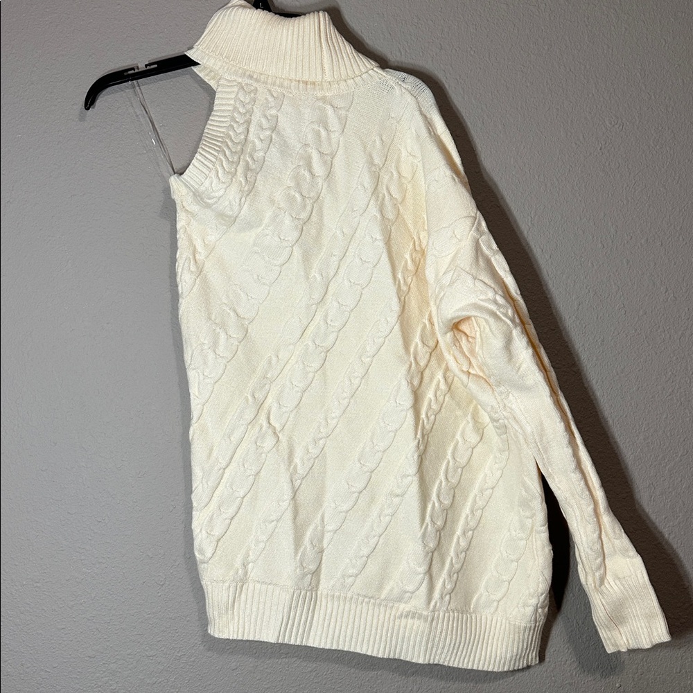 Cream Cable Knit Turtleneck Sweater